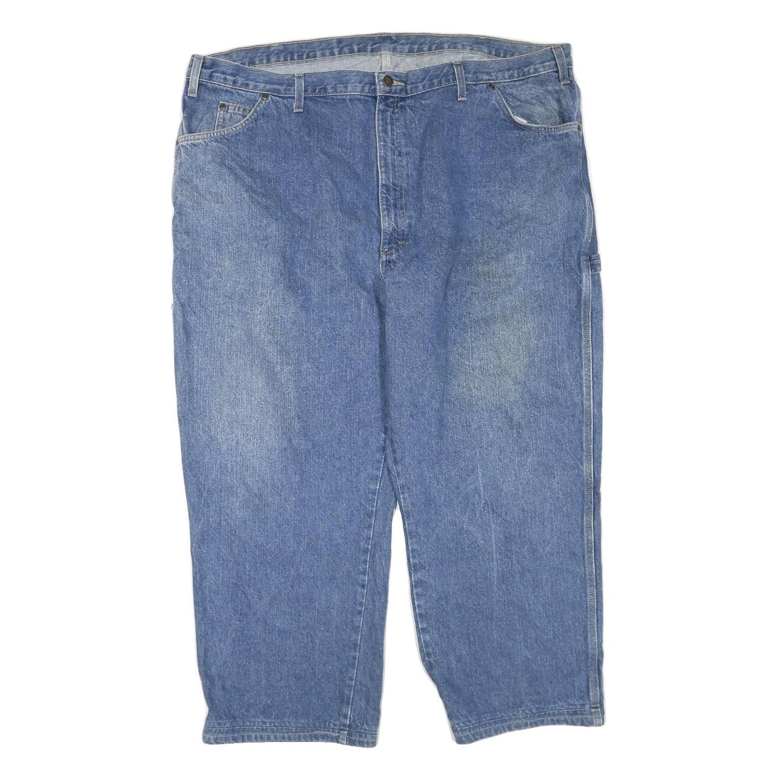 DICKIES Mens Regular Fit Blue Denim Jeans W48 L27 Workwear Carpenter Zip Closure