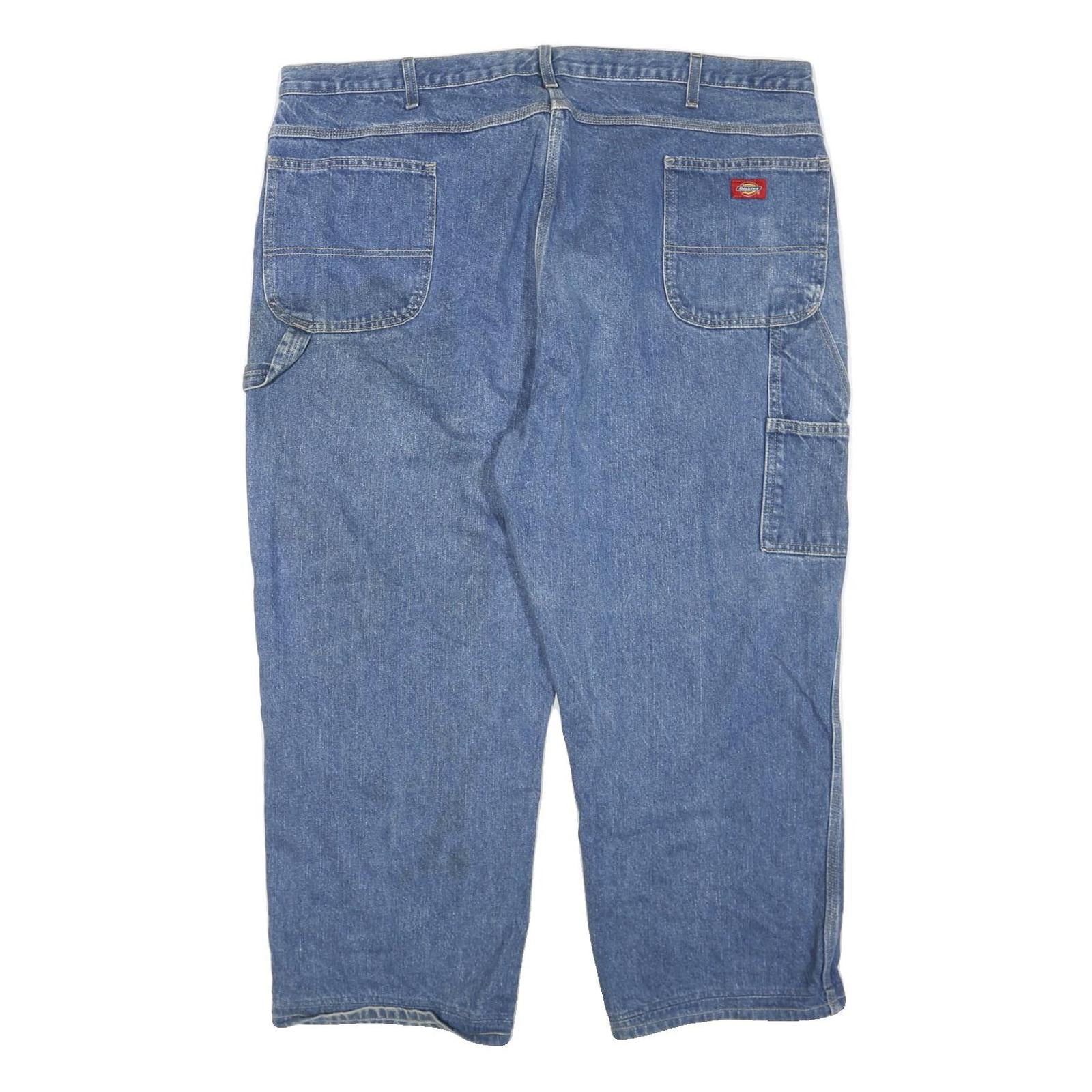 DICKIES Mens Regular Fit Blue Denim Jeans W48 L27 Workwear Carpenter Zip Closure