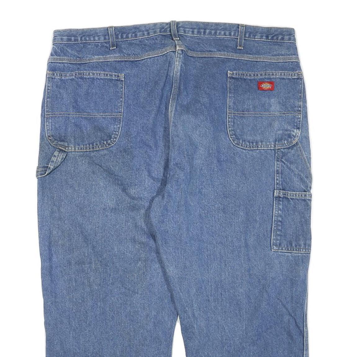 DICKIES Mens Regular Fit Blue Denim Jeans W48 L27 Workwear Carpenter Zip Closure