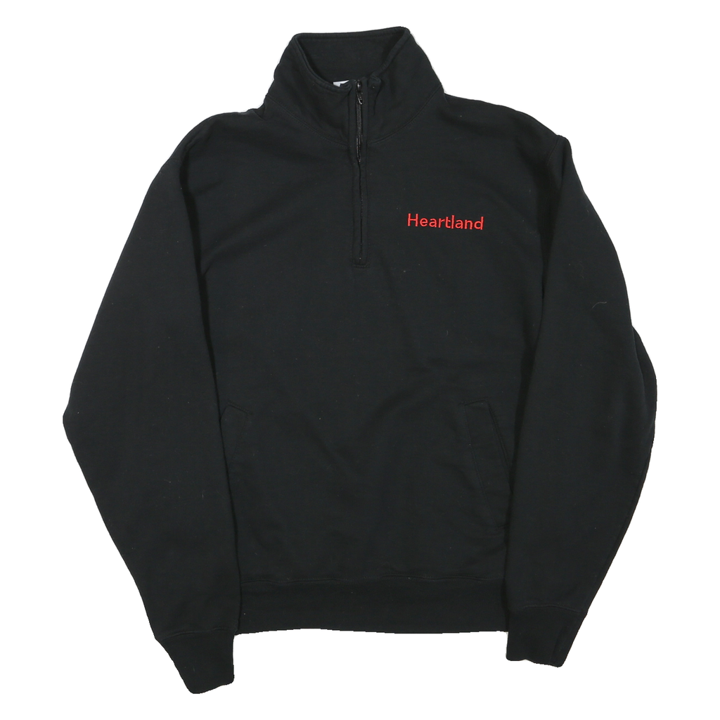 CHAMPION Mens Black Heartland 1/4 Zip Sweatshirt S Cotton Blend Pullover