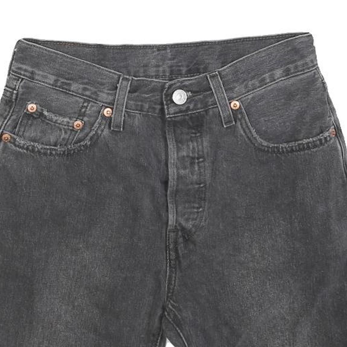 LEVI'S Womens Black Denim Casual Shorts XS W25 Distressed Raw Hem