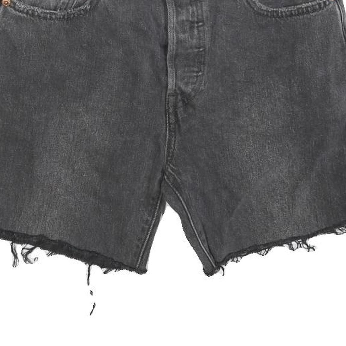 LEVI'S Womens Black Denim Casual Shorts XS W25 Distressed Raw Hem