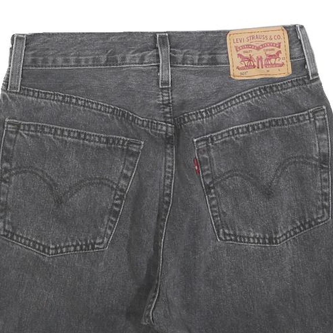 LEVI'S Womens Black Denim Casual Shorts XS W25 Distressed Raw Hem