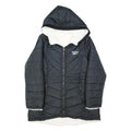 REEBOK Womens Black Zip Up Hooded Quilted Jacket L Polyester Blend Casual Winter
