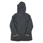 REEBOK Womens Black Zip Up Hooded Quilted Jacket L Polyester Blend Casual Winter