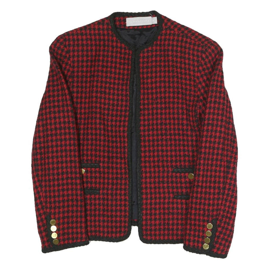 EVAN PICONE Womens Red & Black Houndstooth Classic Jacket S Polyester Blend