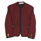 EVAN PICONE Womens Red & Black Houndstooth Classic Jacket S Polyester Blend
