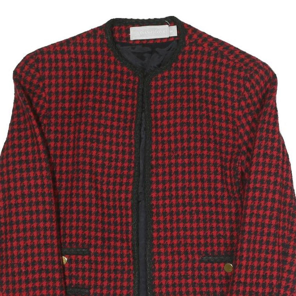 EVAN PICONE Womens Red & Black Houndstooth Classic Jacket S Polyester Blend