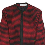 EVAN PICONE Womens Red & Black Houndstooth Classic Jacket S Polyester Blend