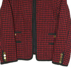 EVAN PICONE Womens Red & Black Houndstooth Classic Jacket S Polyester Blend