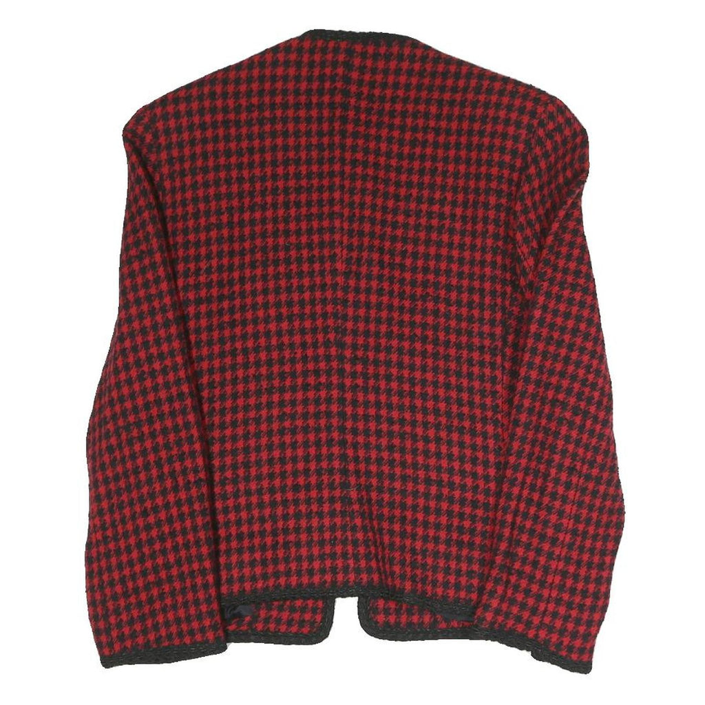 EVAN PICONE Womens Red & Black Houndstooth Classic Jacket S Polyester Blend