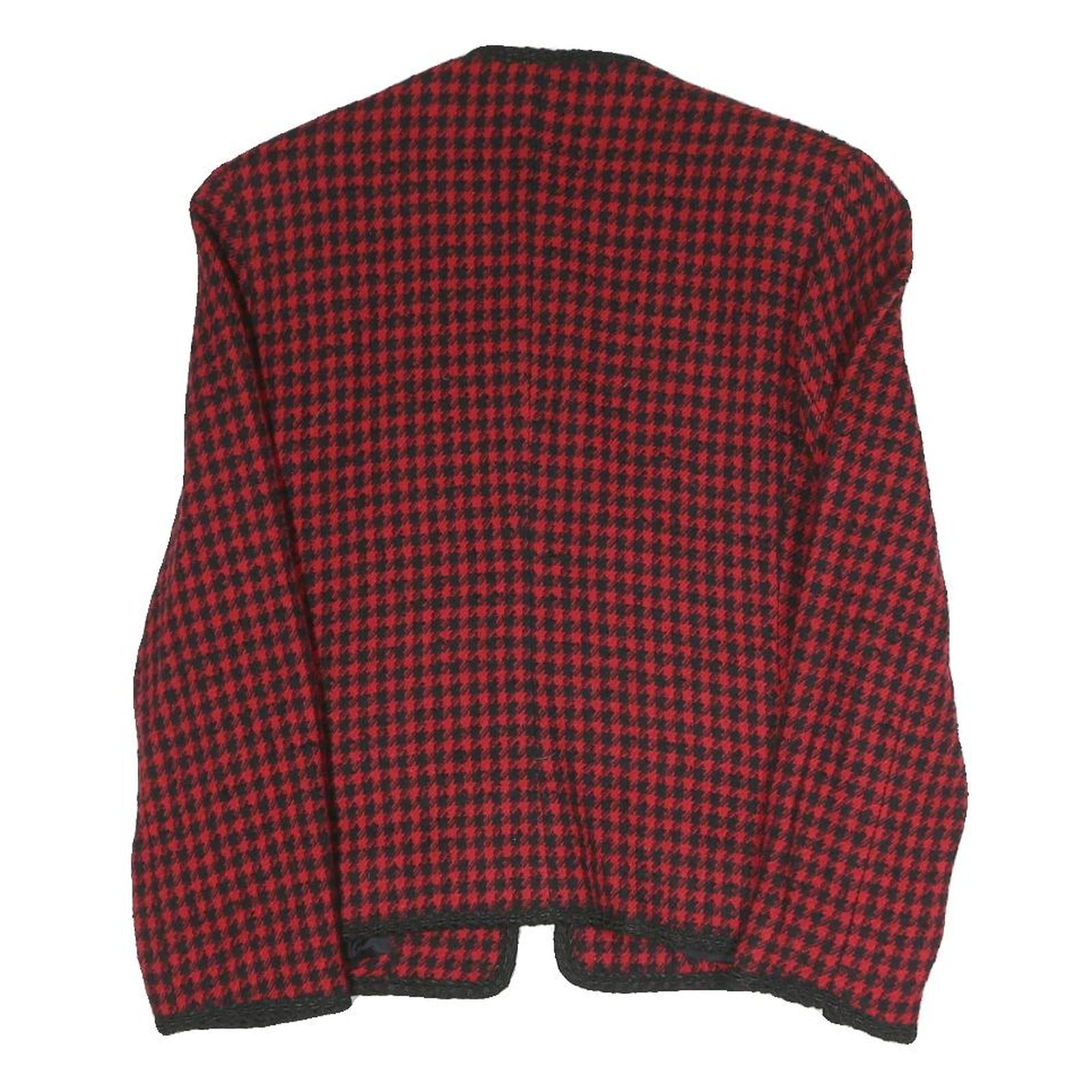 EVAN PICONE Womens Red & Black Houndstooth Classic Jacket S Polyester Blend