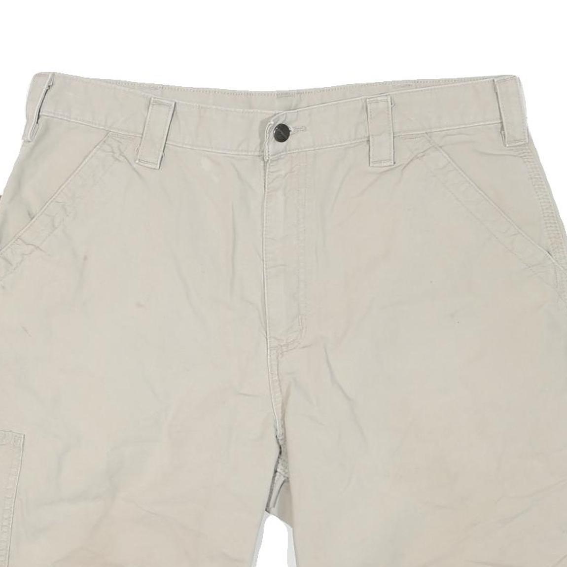 CARHARTT Mens Beige Casual Shorts L W36 Cotton Blend Workwear Pocketed