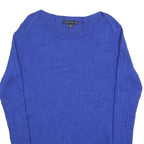 TOMMY HILFIGER Womens Blue Polyester Blend Jumper Cable Knit Crew Neck M Casual
