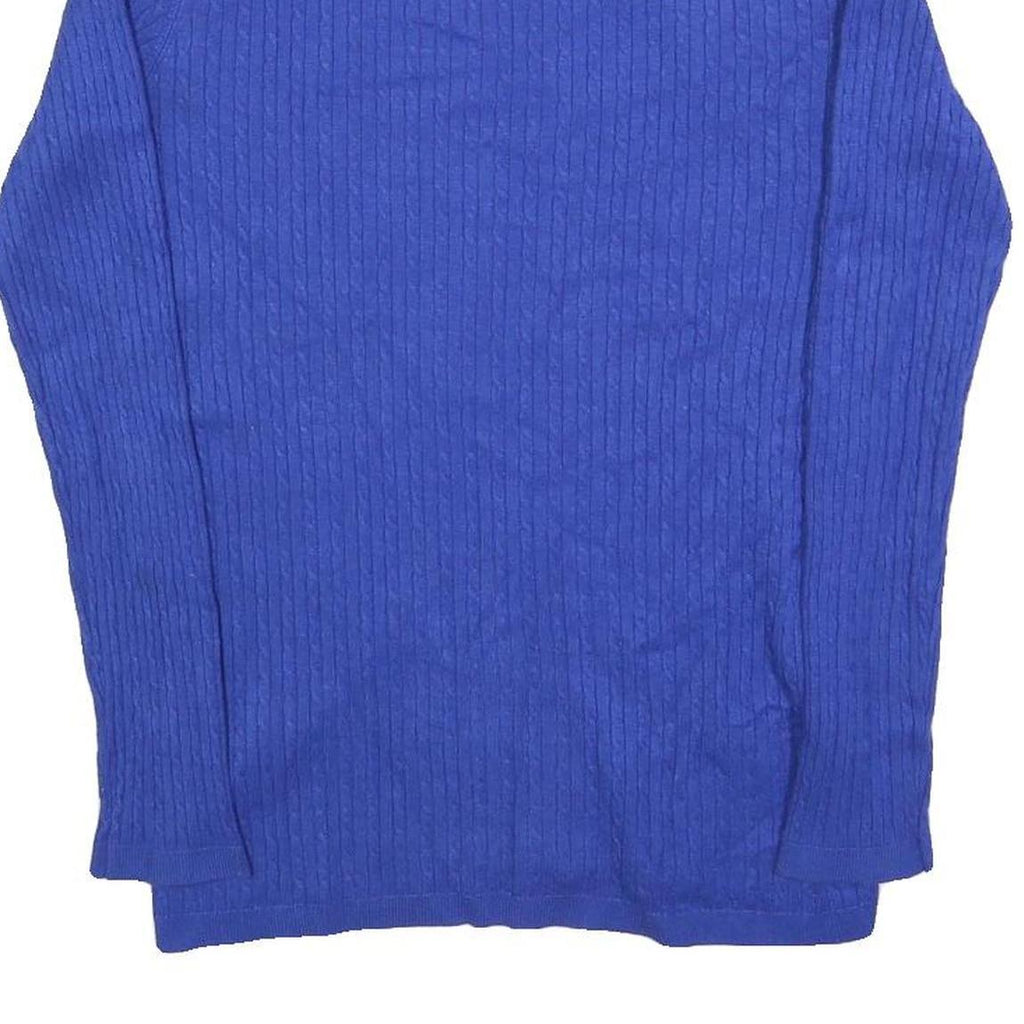 TOMMY HILFIGER Womens Blue Polyester Blend Jumper Cable Knit Crew Neck M Casual