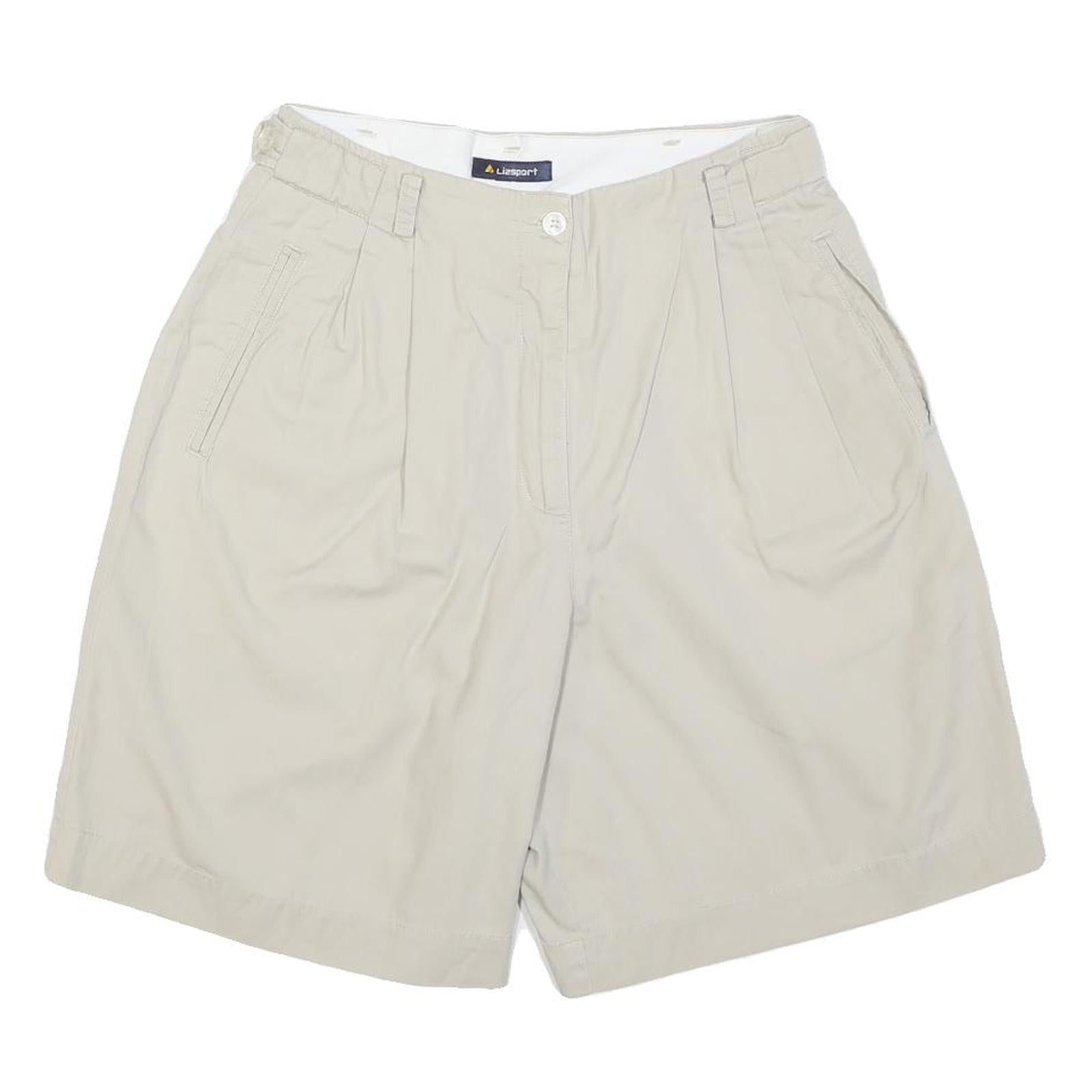LIZSPORT Womens Shorts Beige Casual Plain M W30 Cotton Blend Relaxed Fit