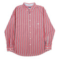 CHAPS Mens Red & Blue Striped Cotton Shirt L Button-Down Long Sleeve Classic