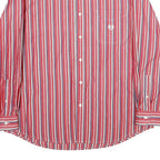CHAPS Mens Red & Blue Striped Cotton Shirt L Button-Down Long Sleeve Classic
