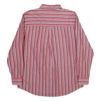 CHAPS Mens Red & Blue Striped Cotton Shirt L Button-Down Long Sleeve Classic
