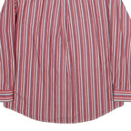 CHAPS Mens Red & Blue Striped Cotton Shirt L Button-Down Long Sleeve Classic