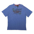 HARLEY DAVIDSON Mens Blue Graphic T-Shirt L Short Sleeve Henley Neck Cotton