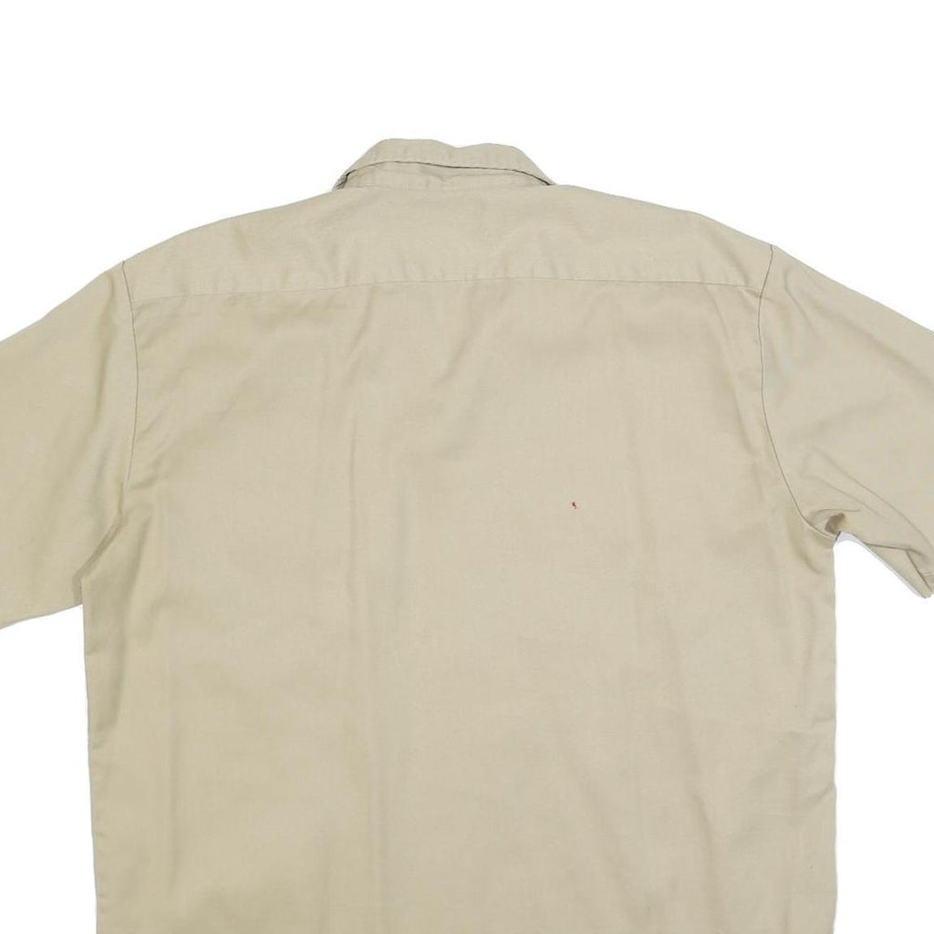 DICKIES Mens Beige Short Sleeve Work Shirt L Cotton Blend Casual Button Up