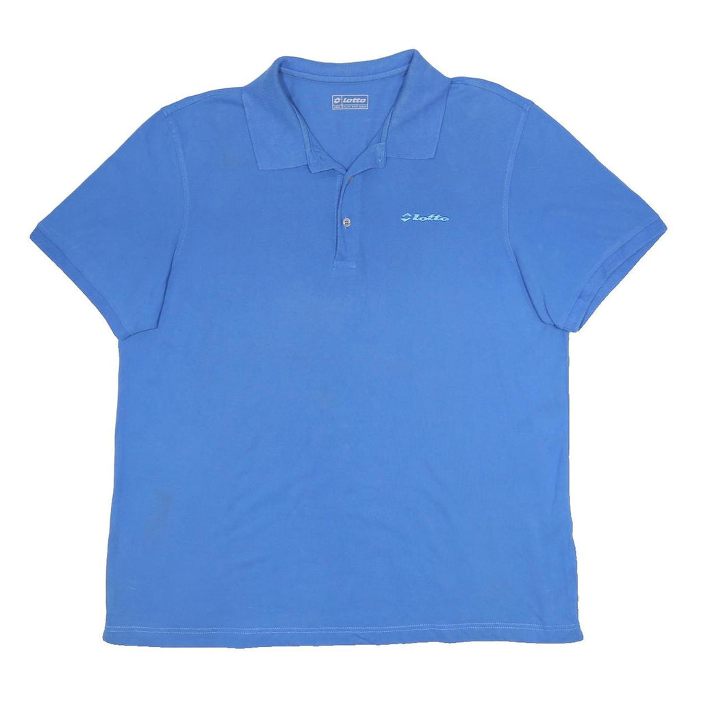 LOTTO Mens Blue Cotton Short Sleeve Polo Shirt 3XL Logo Embroidered Casual