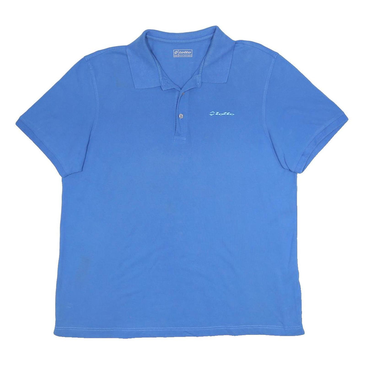 LOTTO Mens Blue Cotton Short Sleeve Polo Shirt 3XL Logo Embroidered Casual