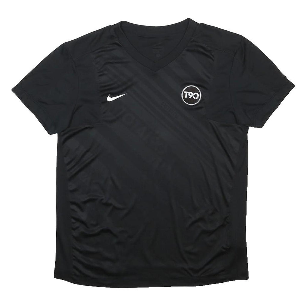 NIKE Mens Black Modern T90 T-Shirt S Short Sleeve V-Neck Sports Performance