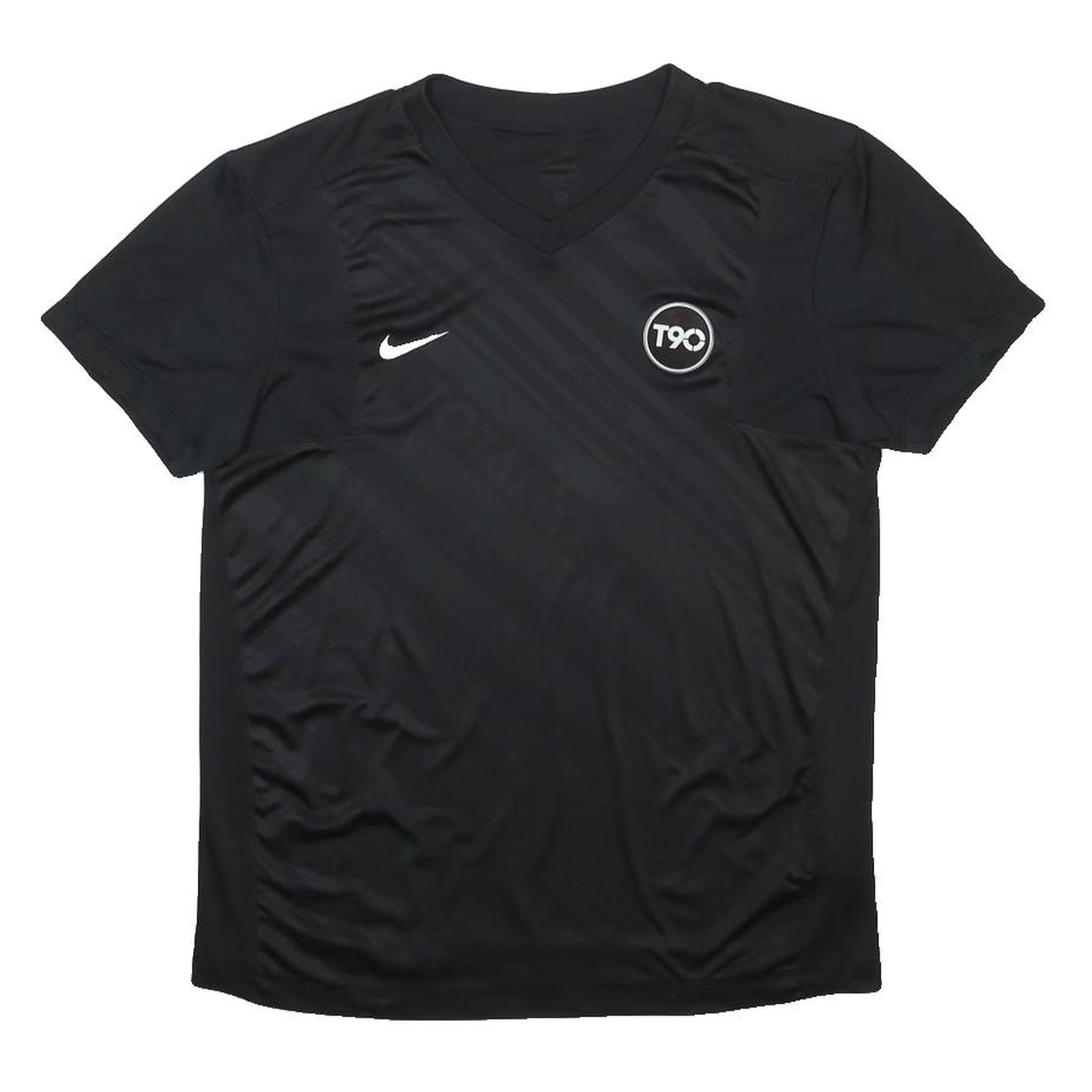 NIKE Mens Black Modern T90 T-Shirt S Short Sleeve V-Neck Sports Performance