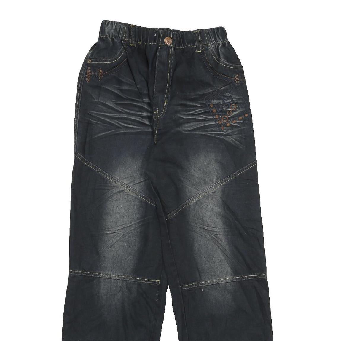 MUAY THAI Mens Jeans Black Relaxed Straight Denim Medium W24 L28 Casual Wear