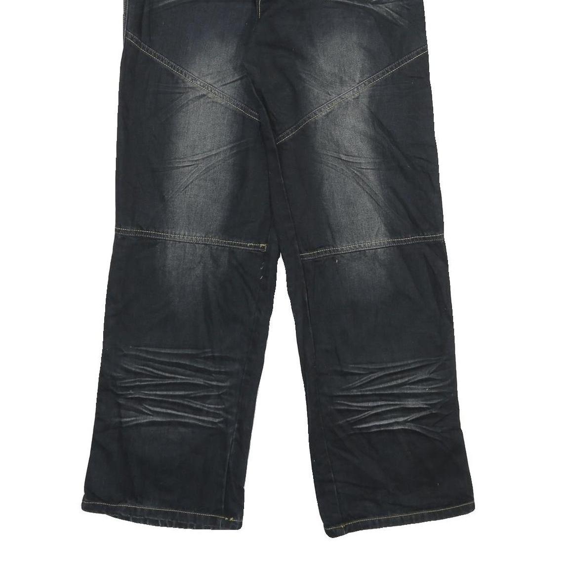 MUAY THAI Mens Jeans Black Relaxed Straight Denim Medium W24 L28 Casual Wear