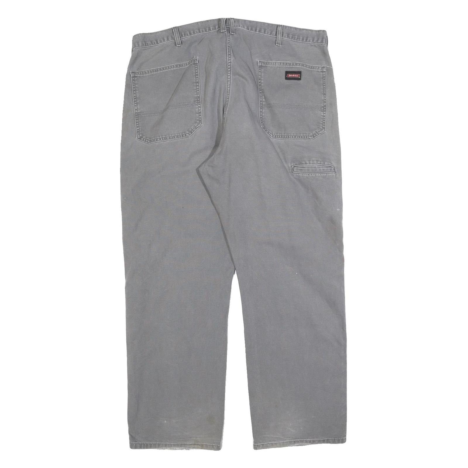 DICKIES Mens Cotton Blend Grey Relaxed Straight Trousers W40 L30 Workwear