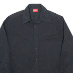 TEDDY'S Mens Plain Shirt Black Long Sleeve M