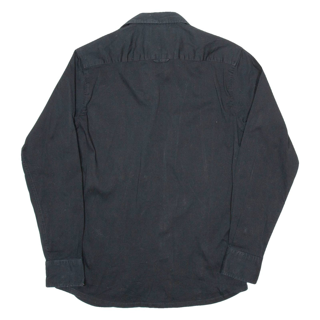 TEDDY'S Mens Plain Shirt Black Long Sleeve M