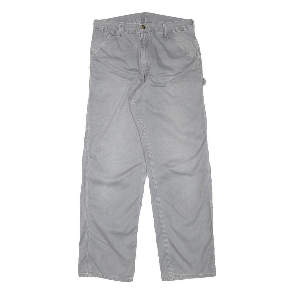 CARHARTT Mens Regular Fit Grey Cotton Blend Trousers W32 L31 Workwear Utility