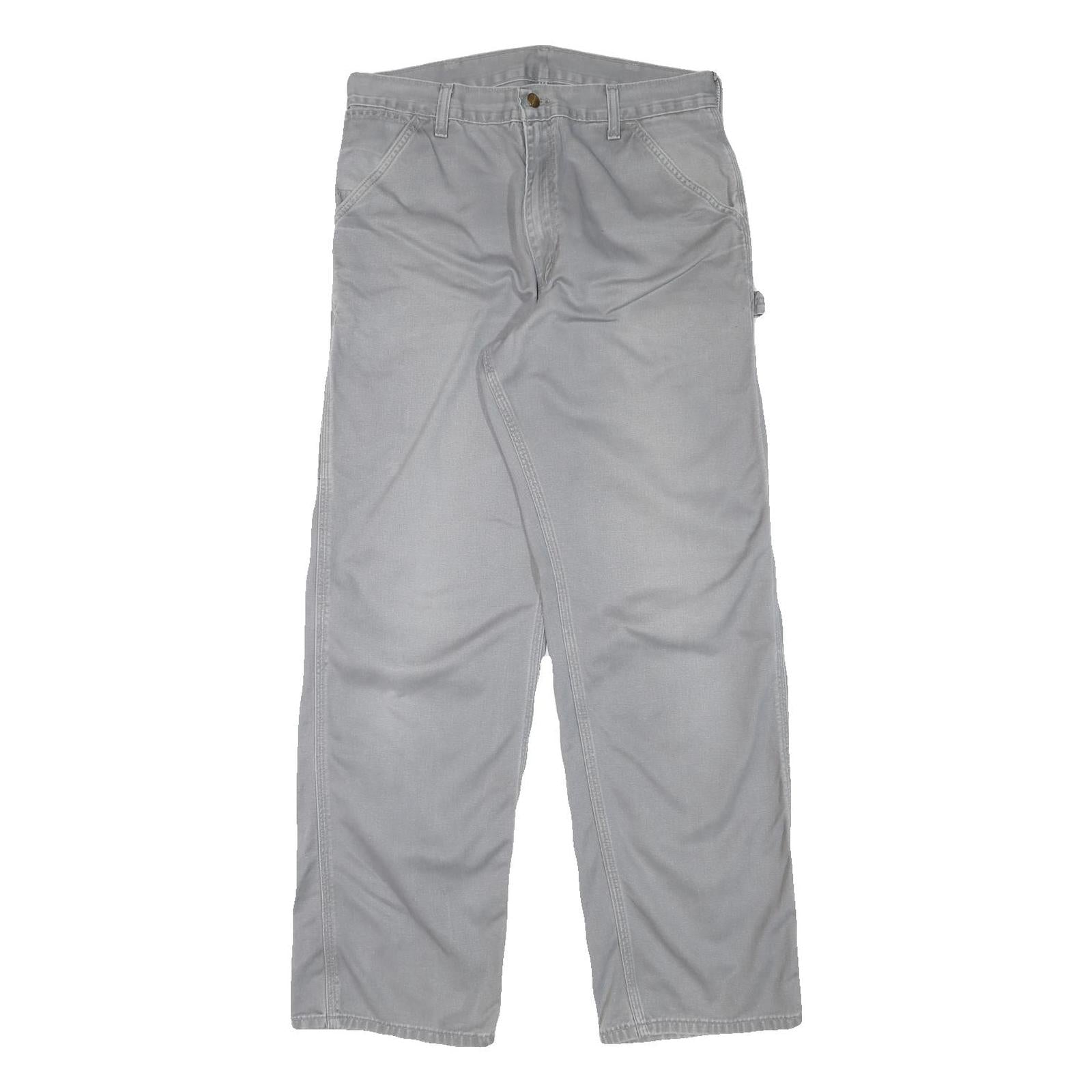 CARHARTT Mens Regular Fit Grey Cotton Blend Trousers W32 L31 Workwear Utility