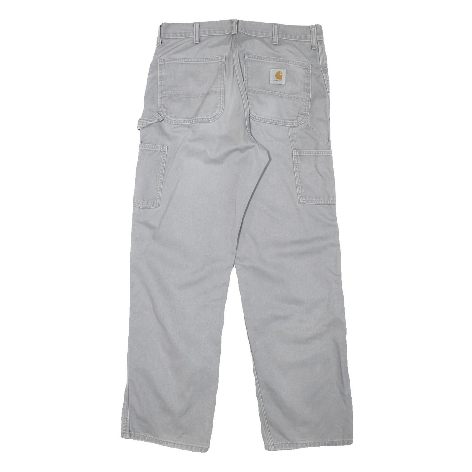 CARHARTT Mens Regular Fit Grey Cotton Blend Trousers W32 L31 Workwear Utility