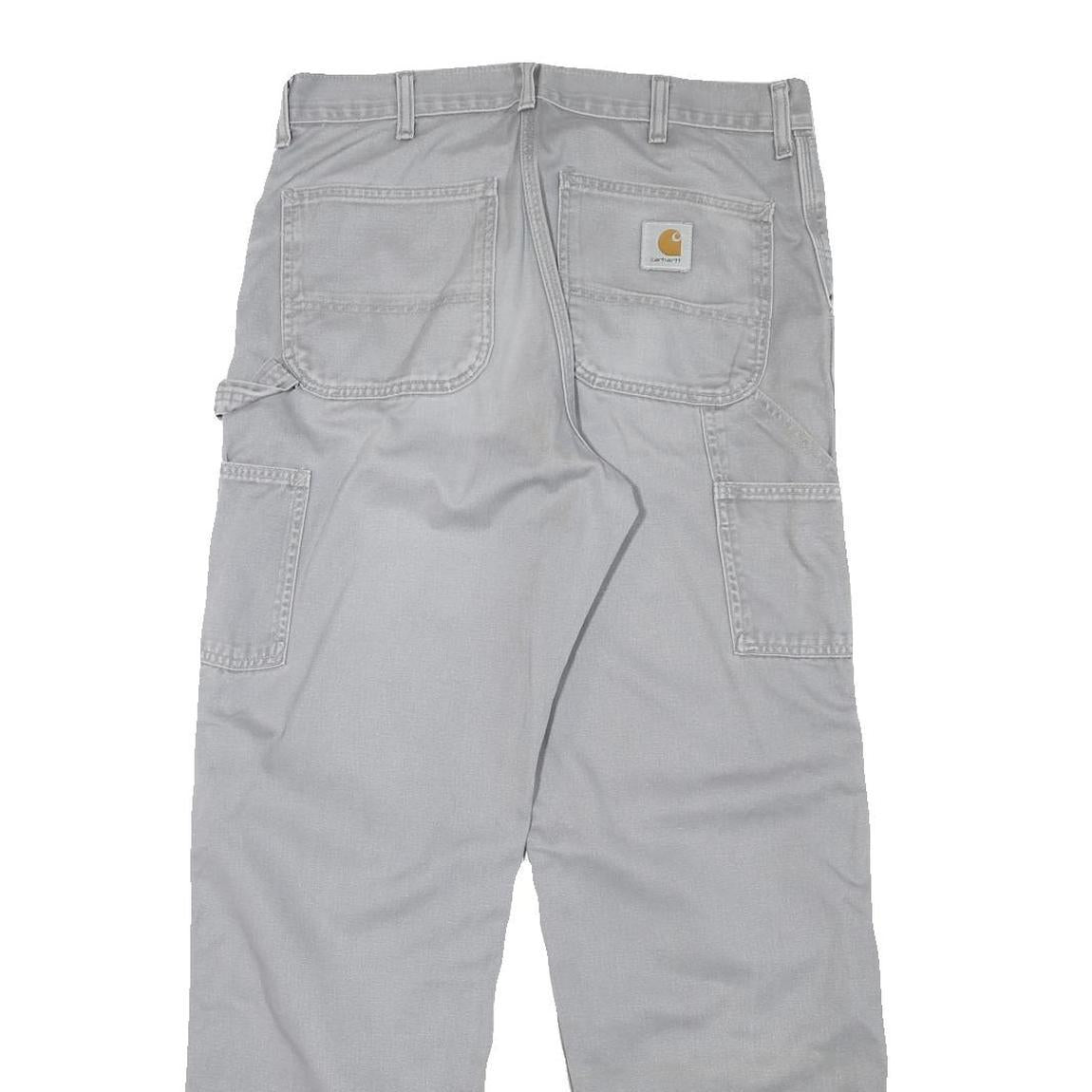 CARHARTT Mens Regular Fit Grey Cotton Blend Trousers W32 L31 Workwear Utility