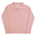 FAT FACE Womens Jumper Pink 1/4 Zip Cable Knit UK 8