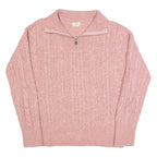 FAT FACE Womens Jumper Pink 1/4 Zip Cable Knit UK 8