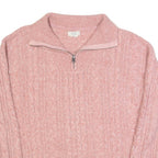 FAT FACE Womens Jumper Pink 1/4 Zip Cable Knit UK 8