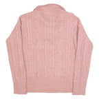 FAT FACE Womens Jumper Pink 1/4 Zip Cable Knit UK 8