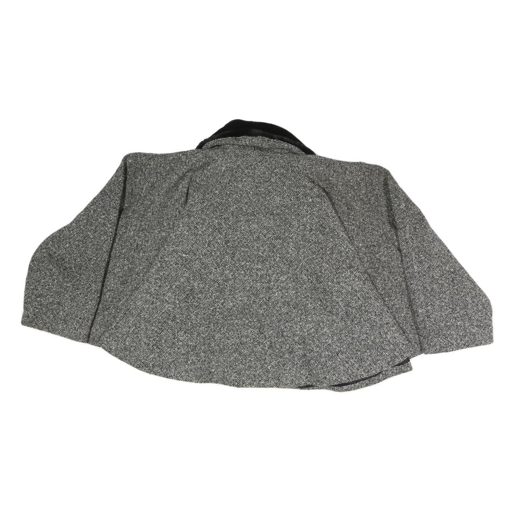 ORTENILLA Womens Grey Black Jacket L Cotton Blend Tweed Button Closure Fur
