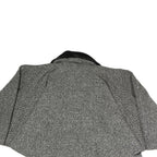 ORTENILLA Womens Grey Black Jacket L Cotton Blend Tweed Button Closure Fur