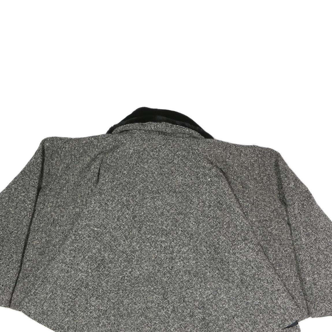 ORTENILLA Womens Grey Black Jacket L Cotton Blend Tweed Button Closure Fur