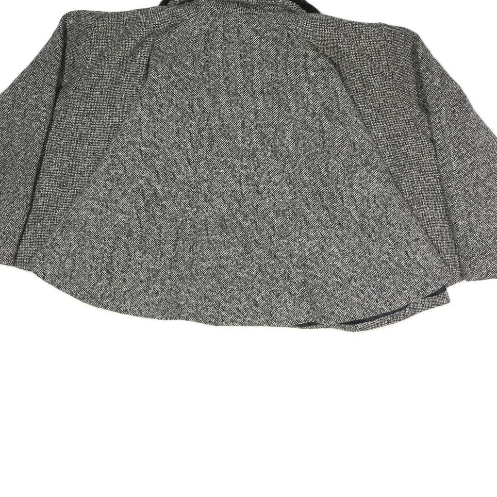 ORTENILLA Womens Grey Black Jacket L Cotton Blend Tweed Button Closure Fur