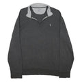 POLO RALPH LAUREN Mens Grey Pullover Plain Cotton Blend Jumper XL Quarter Zip