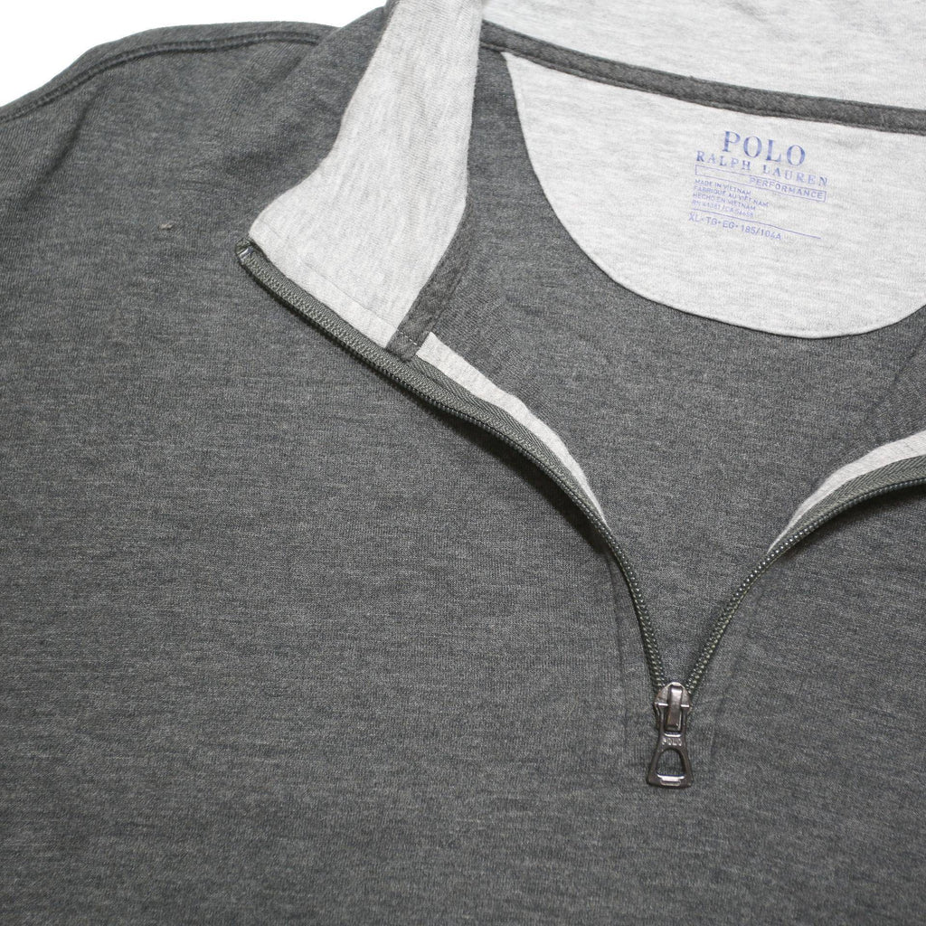 POLO RALPH LAUREN Mens Grey Pullover Plain Cotton Blend Jumper XL Quarter Zip