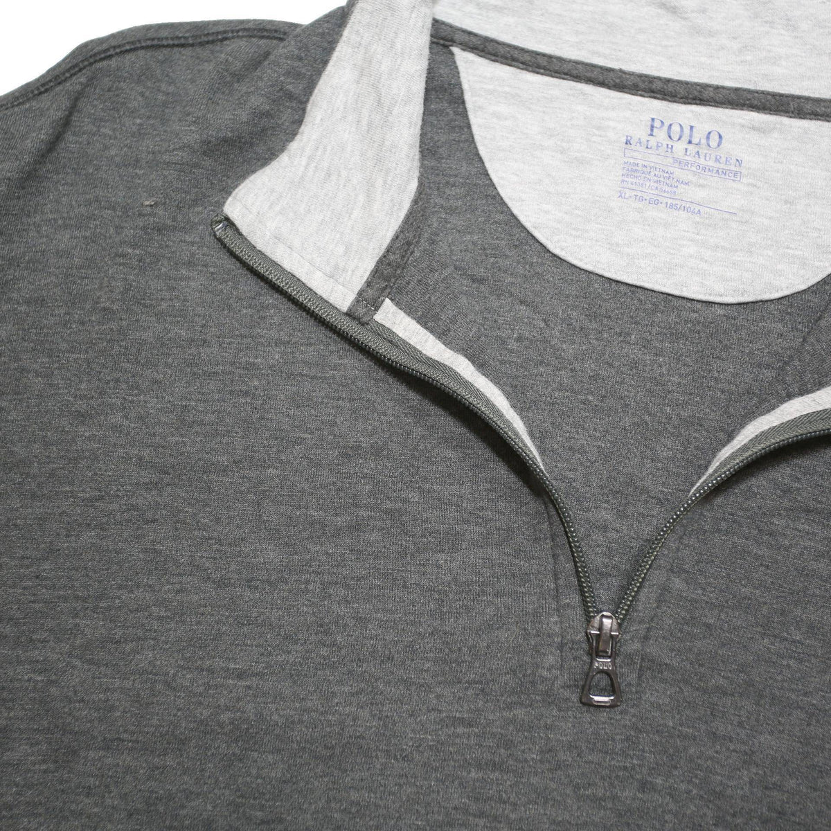 POLO RALPH LAUREN Mens Grey Pullover Plain Cotton Blend Jumper XL Quarter Zip